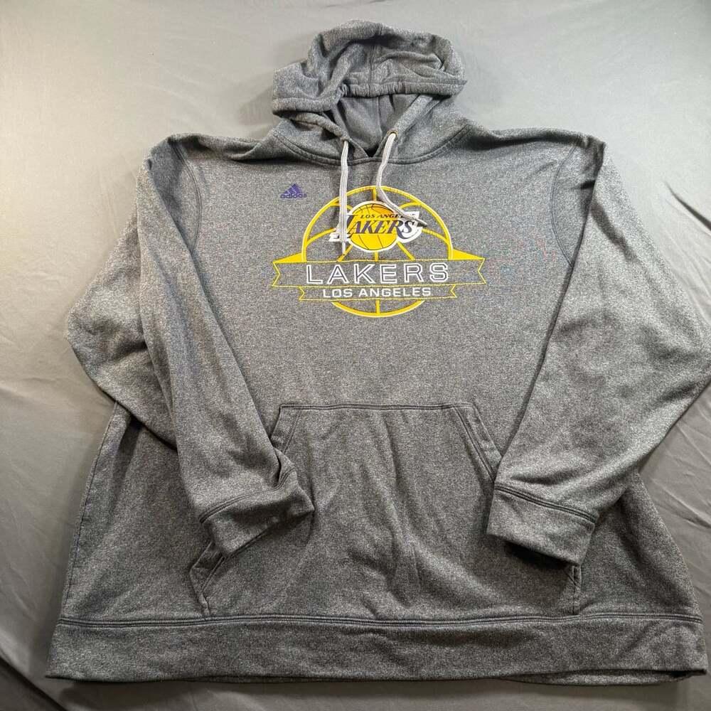 Adidas LA Lakers ClimaWarm Hoodie Men’s 2XL Gray NBA Basketball Pullover